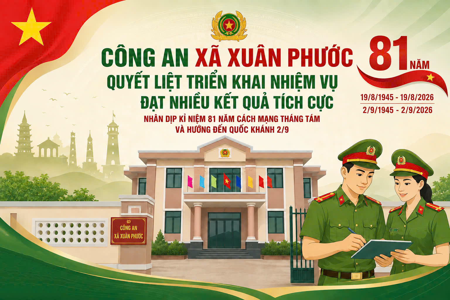 CÔNG AN XÃ XUÂN PHƯỚC: QUYẾT LIỆT TRIỂN KHAI NHIỆM VỤ, GIỮ VỮNG AN NINH, TRẬT TỰ HƯỚNG ĐẾN QUỐC KHÁNH 2/9