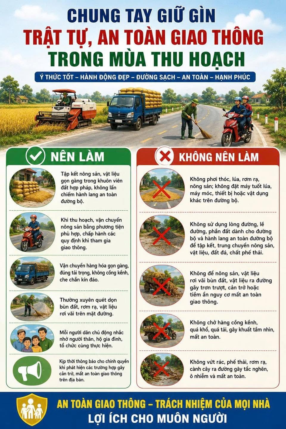 CHUNG TAY GIỮ GÌN TRẬT TỰ, AN TOÀN GIAO THÔNG TRONG MÙA THU HOẠCH