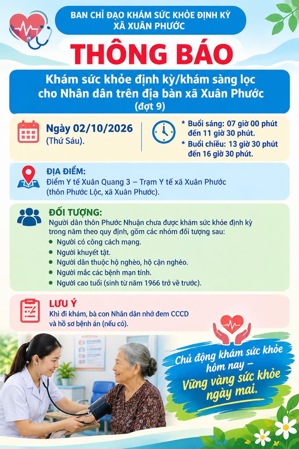 XUÂN PHƯỚC: KHÁM SỨC KHỎE ĐỊNH KỲ, KHÁM SÀNG LỌC ĐỢT 9