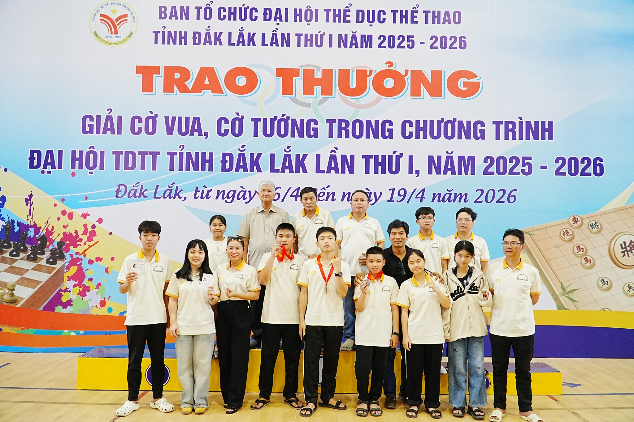 Đoàn vận động viên thi đấu môn Cờ vua xã Xuân Phước dành giải Ba đồng đội nam tại giải Cờ vua, Cờ tướng trong khuôn khổ Đại hội Thể dục Thể thao tỉnh Đắk Lắk lần thứ I