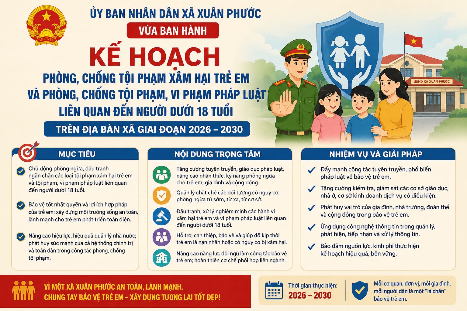 VÌ MỘT XÃ XUÂN PHƯỚC AN TOÀN, LÀNH MẠNH, CHUNG TAY BẢO VỆ TRẺ EM - XÂY DỰNG TƯƠNG LAI TỐT ĐẸP